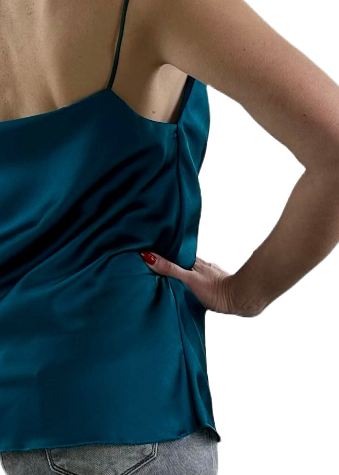 TOP SPALLINE SOTTILI PETROLIO