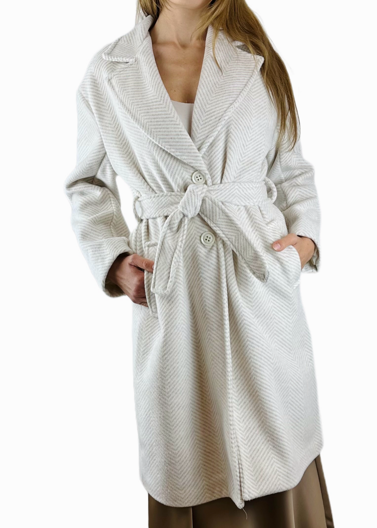 CAPPOTTO SPINA DI PESCE ECRU
