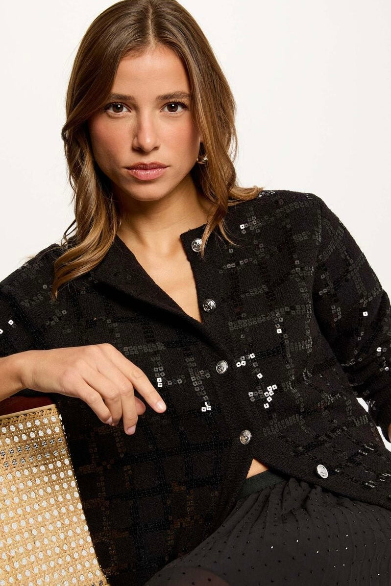 CARDIGAN PAILLETTES NERO