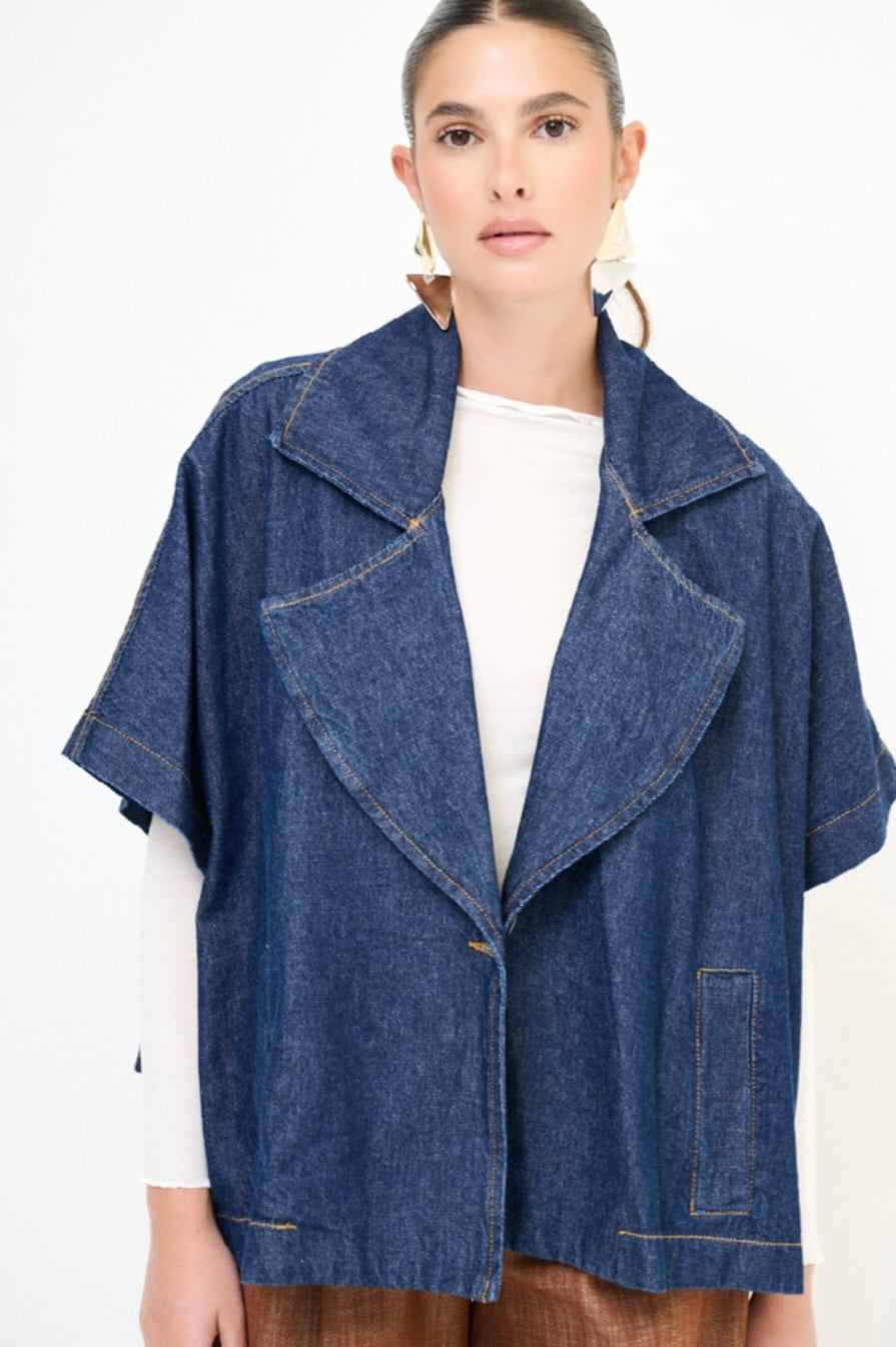 GIACCA SMANICATA DI JEANS