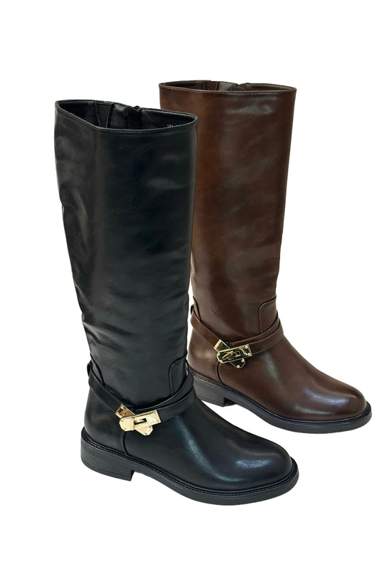 STIVALE ALTO CON FIBIA ORO