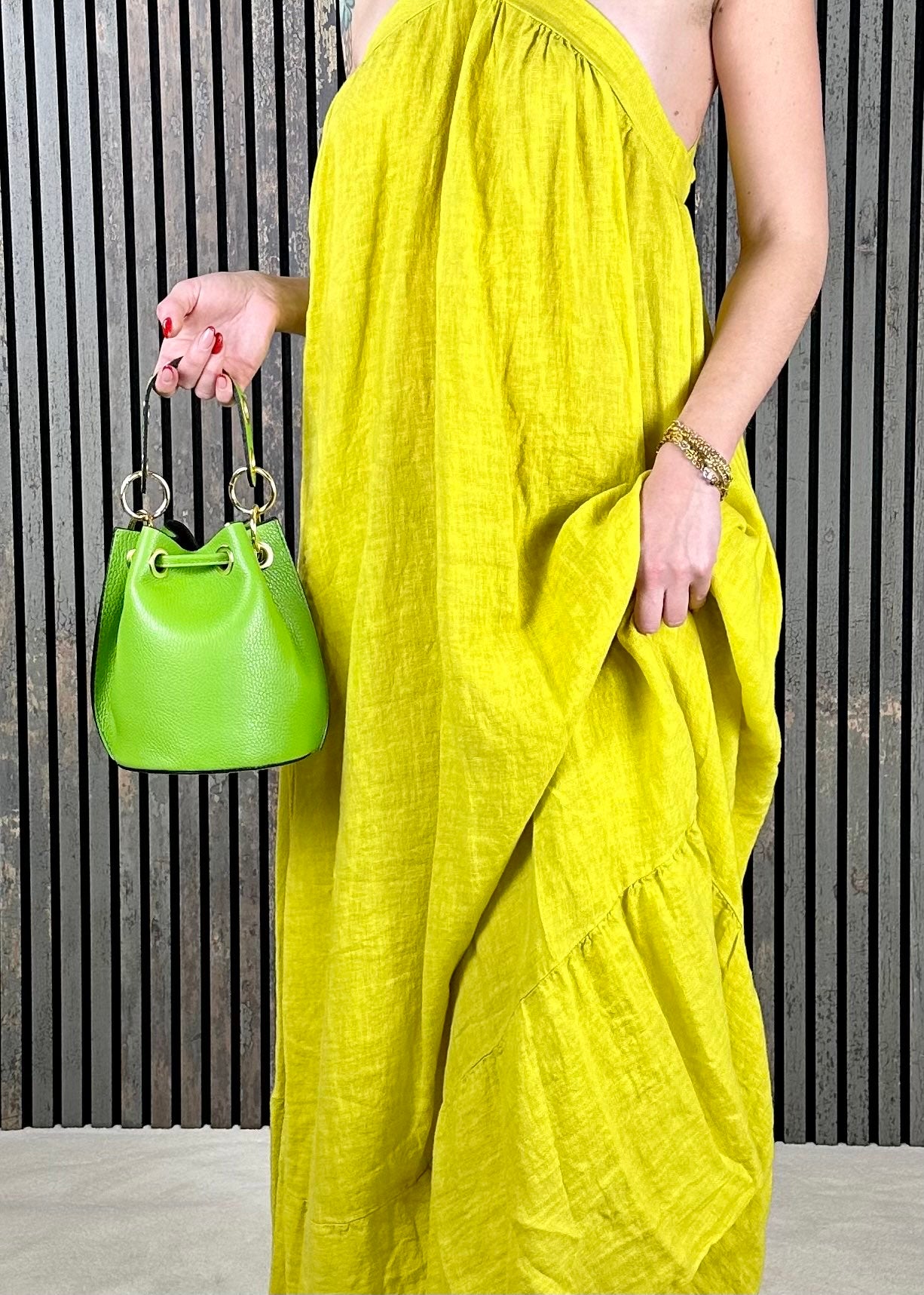 BORSETTA A SECCHIELLO CON STRING LIME